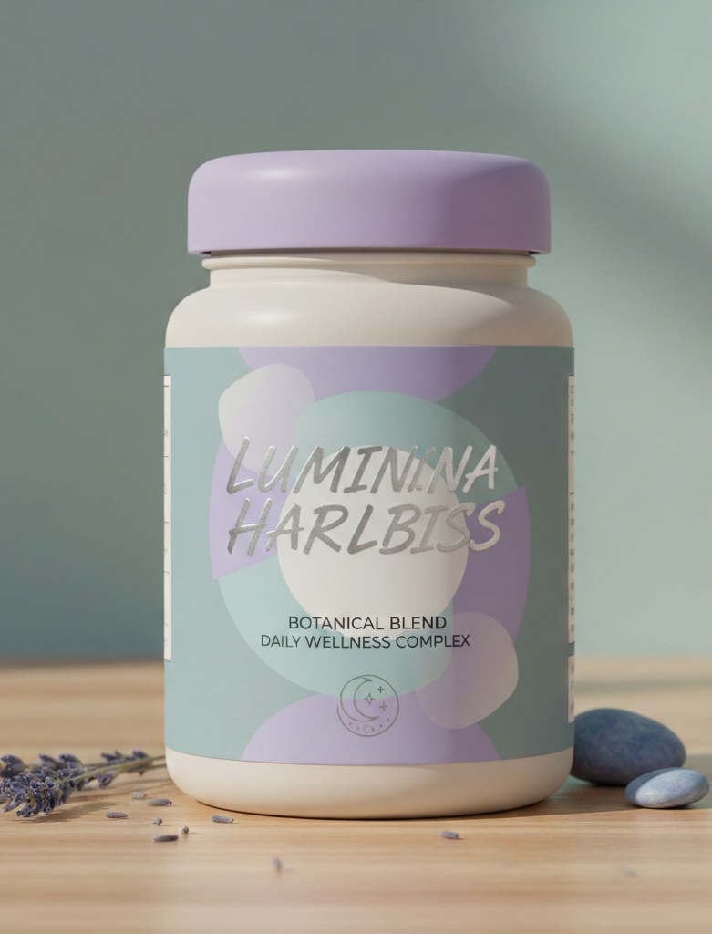 Luminina Harlbiss supplement packaging standing on a light background